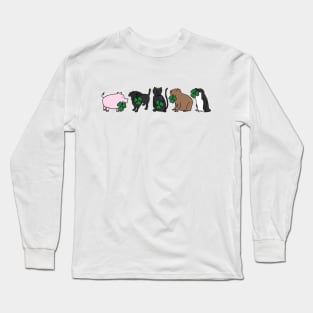 Five Animals Holding Shamrocks for St Patricks Day Long Sleeve T-Shirt